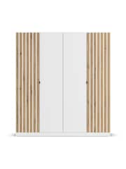 Rauch White Genova Wood and Mirror 4 Door Semi Fitted Wardrobe - Image 2 of 5
