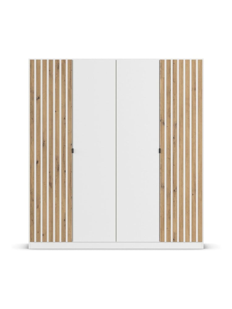 Rauch White Genova Wood and Mirror 4 Door Semi Fitted Wardrobe - Image 2 of 5