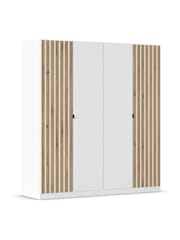 Rauch White Genova Wood and Mirror 4 Door Semi Fitted Wardrobe - Image 3 of 5