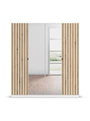 Rauch White Genova Wood and Mirror 4 Door Semi Fitted Wardrobe - Image 2 of 5