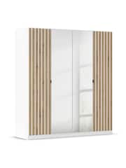 Rauch White Genova Wood and Mirror 4 Door Semi Fitted Wardrobe - Image 3 of 5