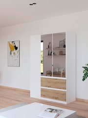 Rauch White Oak Fosta Wood and Mirror Semi Fitted Triple Wardrobe - Image 1 of 4
