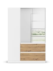 Rauch White Oak Fosta Wood and Mirror Semi Fitted Triple Wardrobe - Image 2 of 4