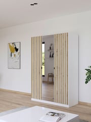Rauch White Genova Wood and Mirror Triple Semi Fitted Wardrobe - Image 1 of 5