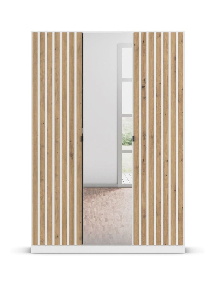 Rauch White Genova Wood and Mirror Triple Semi Fitted Wardrobe - Image 2 of 5
