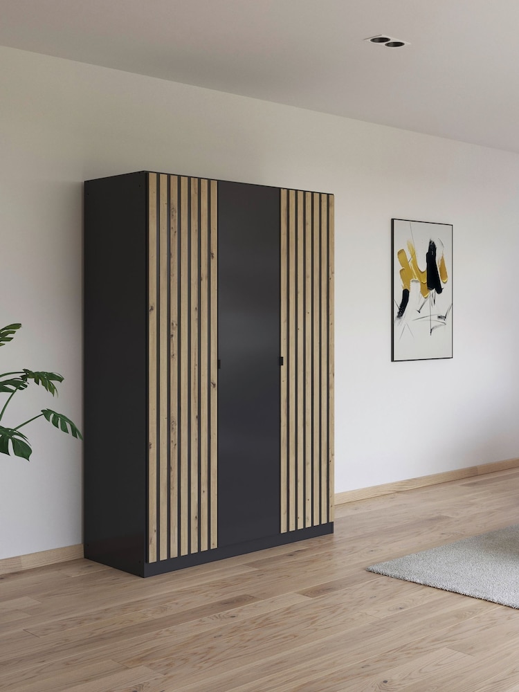 Rauch Grey Genova Wood and Mirror Triple Semi Fitted Wardrobe - Image 1 of 4