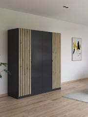Rauch Grey Genova Wood and Mirror 4 Door Semi Fitted Wardrobe - Image 1 of 4