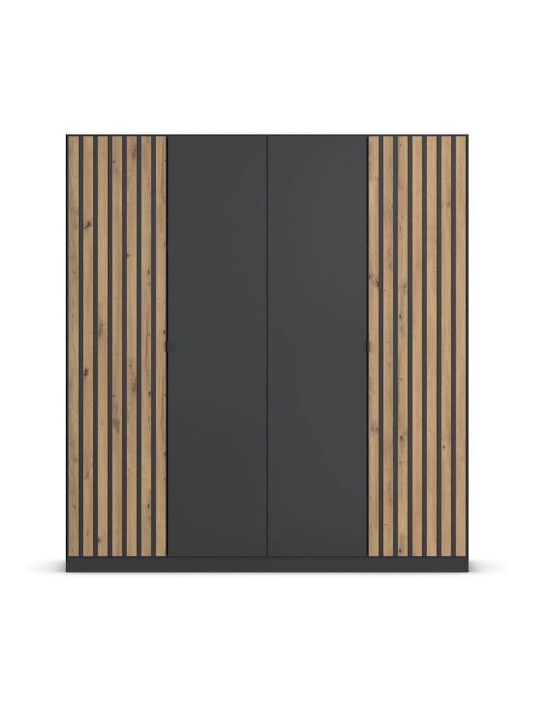 Rauch Grey Genova Wood and Mirror 4 Door Semi Fitted Wardrobe - Image 2 of 4