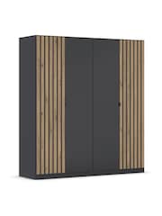 Rauch Grey Genova Wood and Mirror 4 Door Semi Fitted Wardrobe - Image 3 of 4