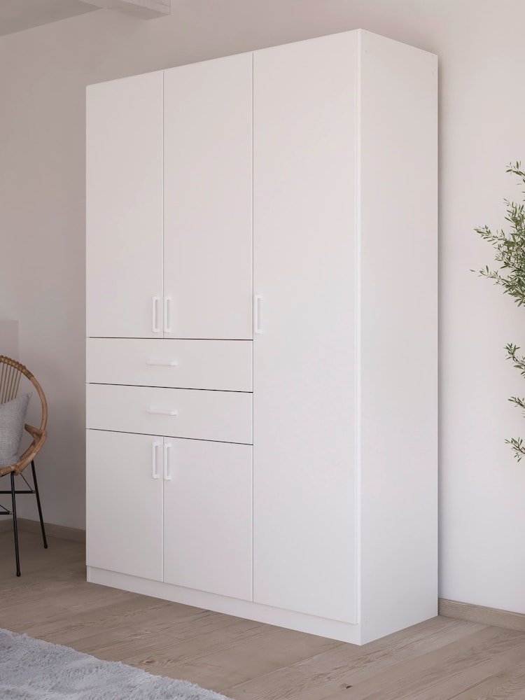 Rauch White Laika Wood Semi Fitted 5 Door, 2 Drawer Wardrobe - Image 1 of 5