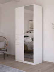 Rauch White Laika Wood and Mirror Semi Fitted Triple, 2 Drawers Wardrobe - Image 1 of 5