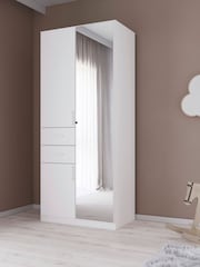 Rauch White Laika Wood and Mirror Semi Fitted Triple, 2 Drawers Wardrobe - Image 2 of 5
