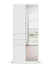 Rauch White Laika Wood and Mirror Semi Fitted Triple, 2 Drawers Wardrobe - Image 3 of 5