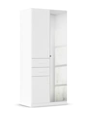 Rauch White Laika Wood and Mirror Semi Fitted Triple, 2 Drawers Wardrobe - Image 4 of 5