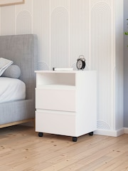 Rauch White Joelle 2 Drawers Bedside Table On Wheels - Image 1 of 5