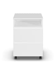 Rauch White Joelle 2 Drawers Bedside Table On Wheels - Image 2 of 5