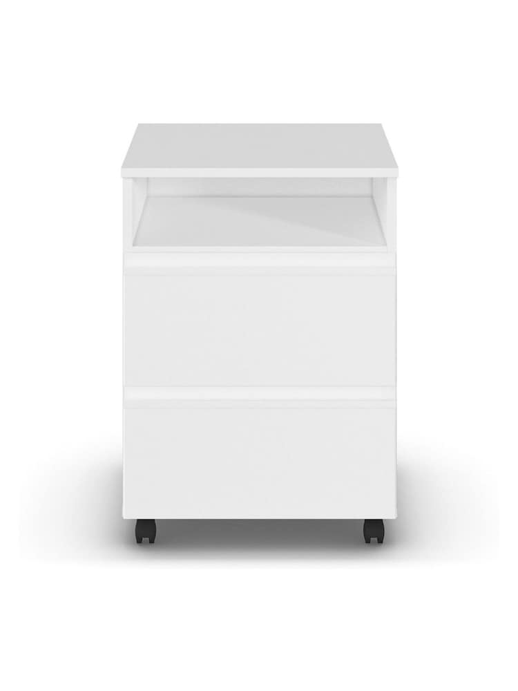 Rauch White Joelle 2 Drawers Bedside Table On Wheels - Image 2 of 5
