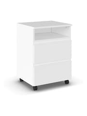 Rauch White Joelle 2 Drawers Bedside Table On Wheels - Image 3 of 5