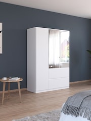 Rauch White Fosta Wood and Mirror Semi Fitted Triple Wardrobe - Image 1 of 6