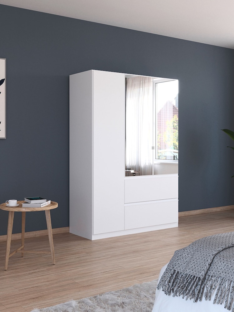 Rauch White Fosta Wood and Mirror Semi Fitted Triple Wardrobe - Image 1 of 6