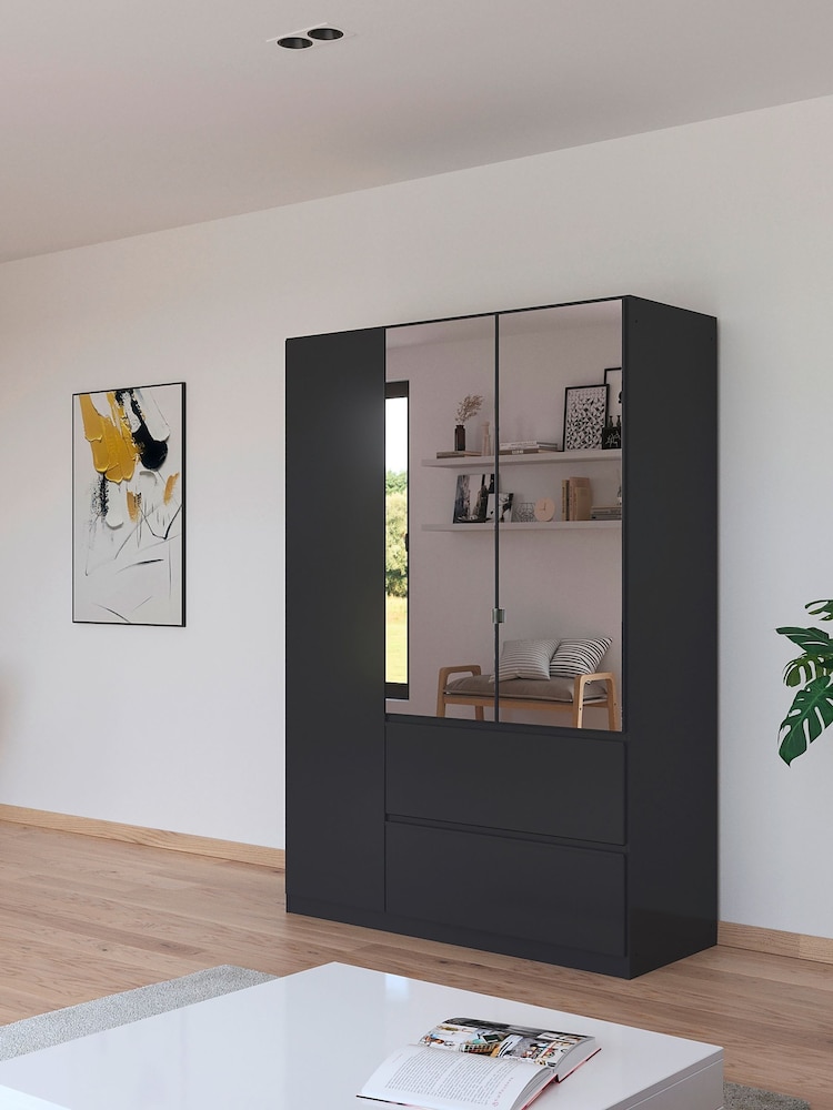 Rauch Grey Fosta Wood and Mirror Semi Fitted Triple Wardrobe - Image 1 of 4