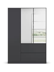 Rauch Grey Fosta Wood and Mirror Semi Fitted Triple Wardrobe - Image 2 of 4