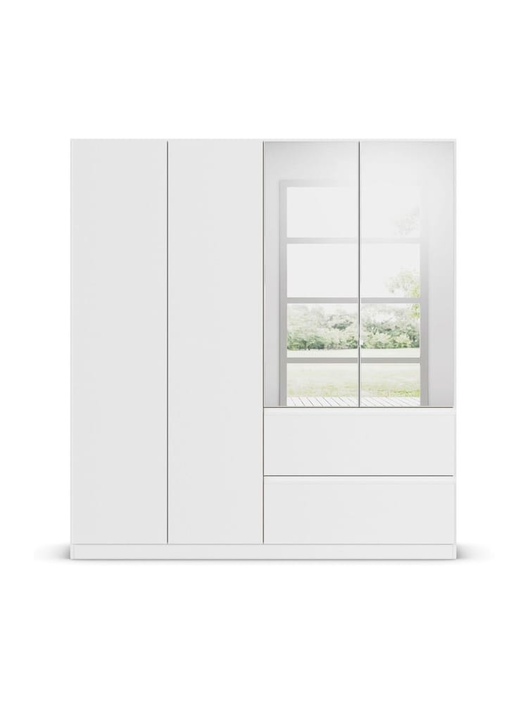 Rauch White Joelle Wood and Mirror 4 Door Semi Fitted Wardrobe - Image 2 of 6