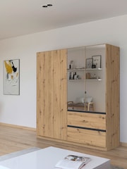 Rauch Natural Fosta Wood and Mirror Semi Fitted 4 Door Wardrobe - Image 1 of 4