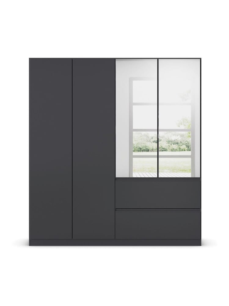 Rauch Grey Fosta Wood and Mirror Semi Fitted 4 Door Wardrobe - Image 2 of 4