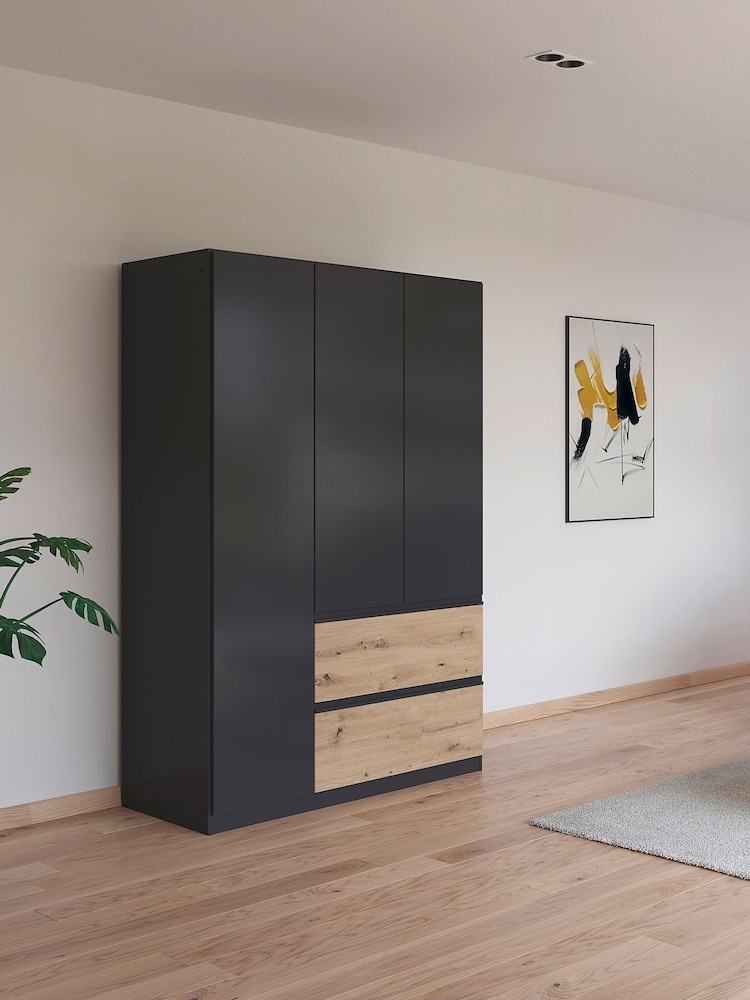 Rauch Grey Oak Fosta Wood Semi Fitted Triple Wardrobe - Image 1 of 6