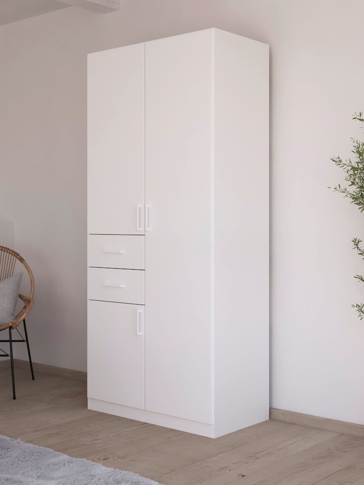 Rauch White Laika Wood Semi Fitted Triple, 2 Drawers Wardrobe - Image 1 of 5