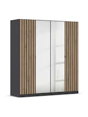 Rauch Grey Genova Wood and Mirror 4 Door Semi Fitted Wardrobe - Image 3 of 4