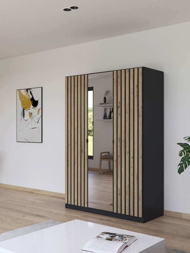 Rauch Grey Genova Wood and Mirror Triple Semi Fitted Wardrobe - Image 1 of 4