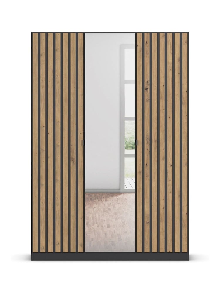 Rauch Grey Genova Wood and Mirror Triple Semi Fitted Wardrobe - Image 2 of 4
