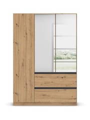 Rauch Natural Fosta Wood and Mirror Semi Fitted Triple Wardrobe - Image 2 of 4