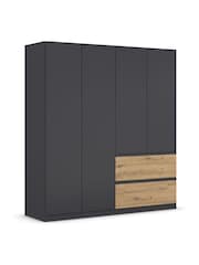 Rauch Grey Oak Fosta Wood Semi Fitted 4 Door Wardrobe - Image 3 of 6