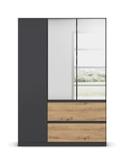 Rauch Grey Oak Fosta Wood and Mirror Semi Fitted Triple Wardrobe - Image 2 of 6