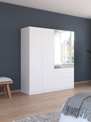 Rauch White Fosta Wood and Mirror Semi Fitted 4 Door Wardrobe - Image 1 of 5