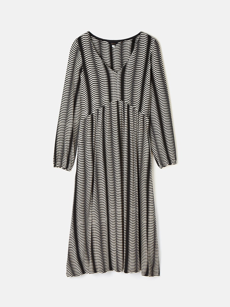 Joules Nia Black & Tan V-Neck Long Sleeve Midaxi Dress - Image 6 of 6
