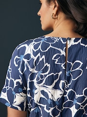 Navy Floral Tie Waist Detail Jumpsuit - Image 3 of 8