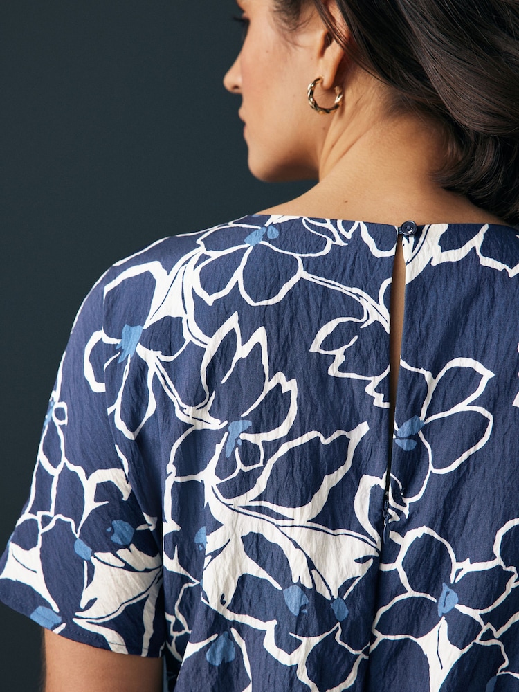 Navy Floral Tie Waist Detail Jumpsuit - Image 3 of 8
