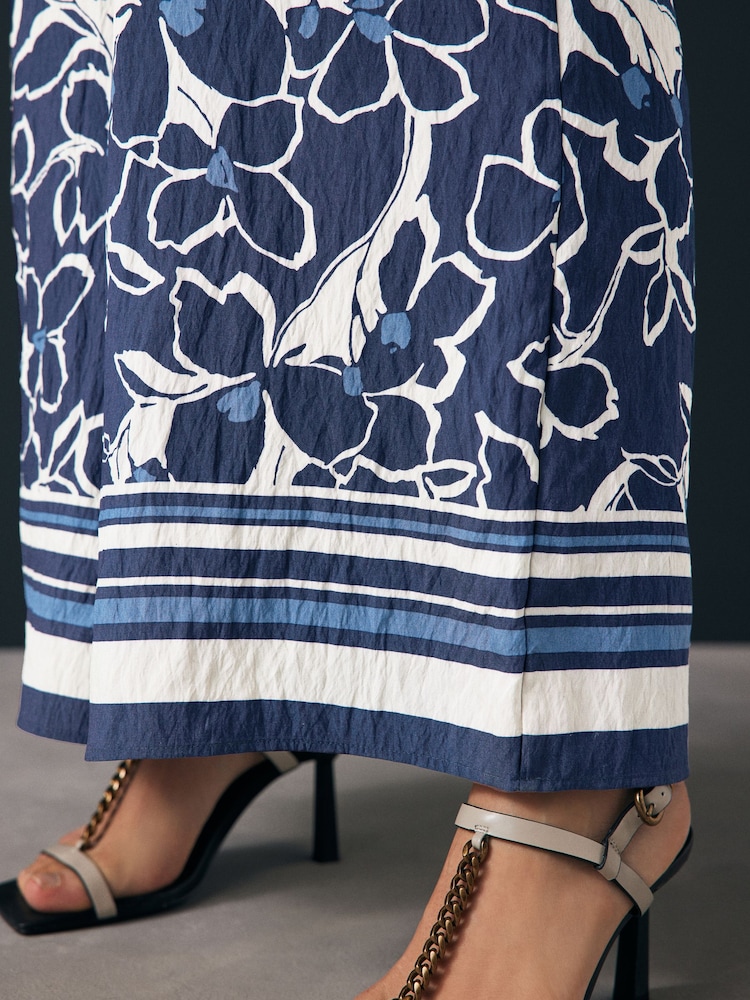 Navy Floral Tie Waist Detail Jumpsuit - Image 5 of 8