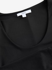 Black Long Sleeve Scoop Bodycon Soft Touch Polyamide Midi Dress - Image 6 of 7