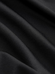 Black Long Sleeve Scoop Bodycon Soft Touch Polyamide Midi Dress - Image 7 of 7