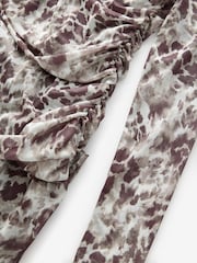 Brown Animal Long Sleeve Placement Floral Mesh Maxi Dress - Image 7 of 8