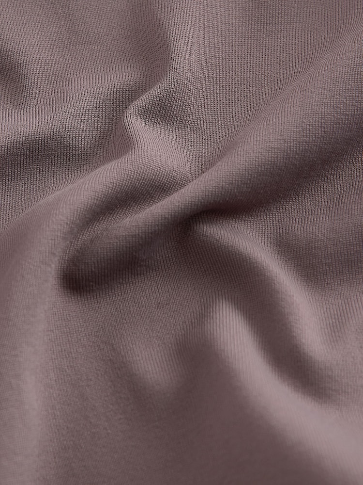 Taupe Pink Long Sleeve Scoop Bodycon Soft Touch Polyamide Midi Dress - Image 7 of 7
