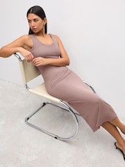 Pink/Brown Polyamide Soft Touch Sleeveless Scoop Neck Midi Dresses 2 Pack - Image 2 of 7