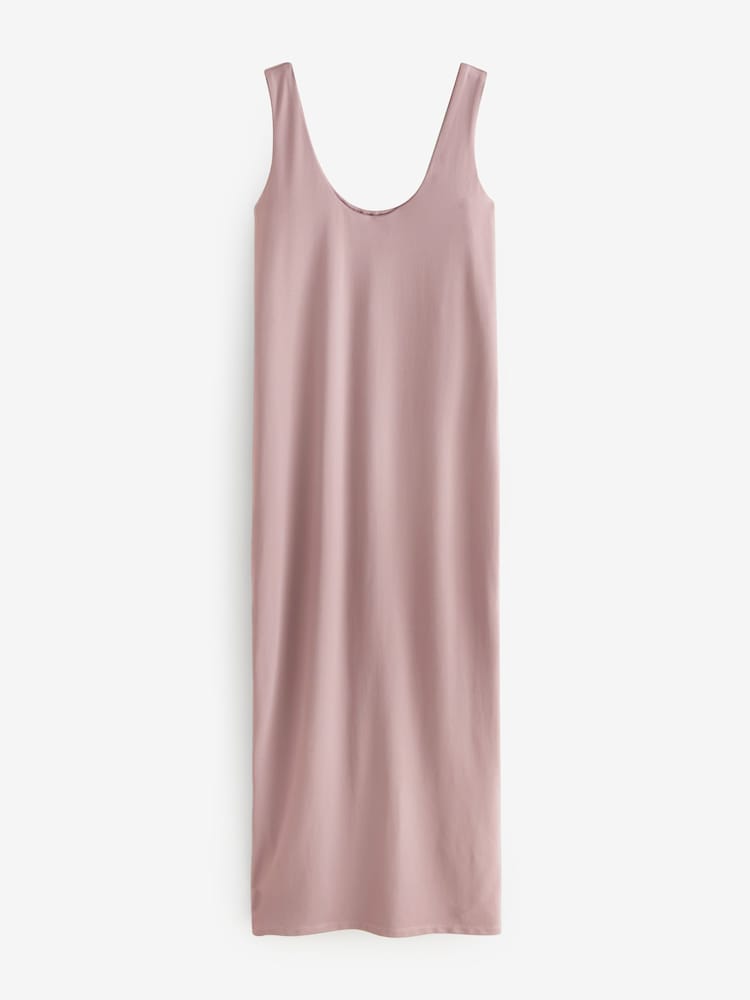 Pink/Brown Polyamide Soft Touch Sleeveless Scoop Neck Midi Dresses 2 Pack - Image 7 of 7
