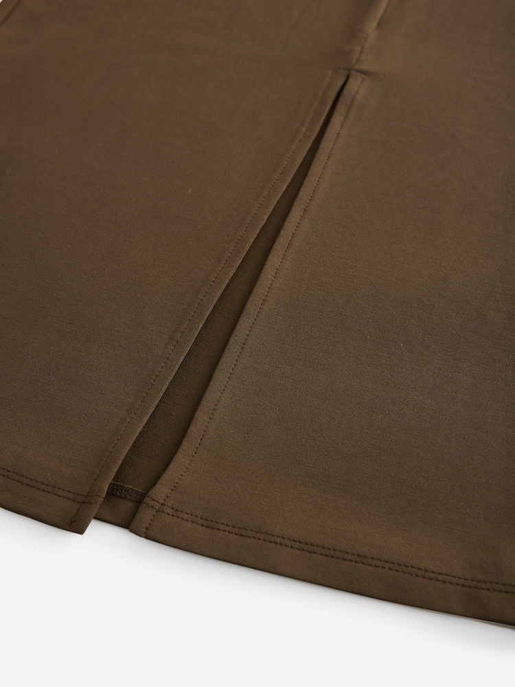 Vert kaki - Polyamide Soft Touch Sans manches Col dégagé Mi-long Robe - Image 6 of 7