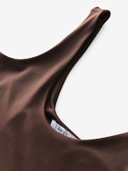 Chocolate Brown Polyamide Soft Touch Sleeveless Scoop Neck Midi Dress - Image 6 of 7